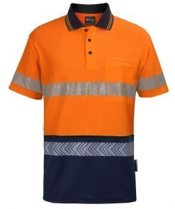 Alternative view of HI VIS (D+N) COTTON BACK S/S SEGMENTED TAPE POLO | 6HMSS