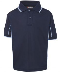 Kids SS Pipping Polo 7PIPS Navy Light Blue