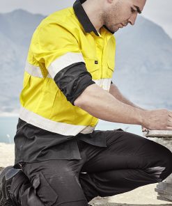 Syzmik Mens Rugged Cooling HI Vis Taped Long Sleeve Shirt ZW129