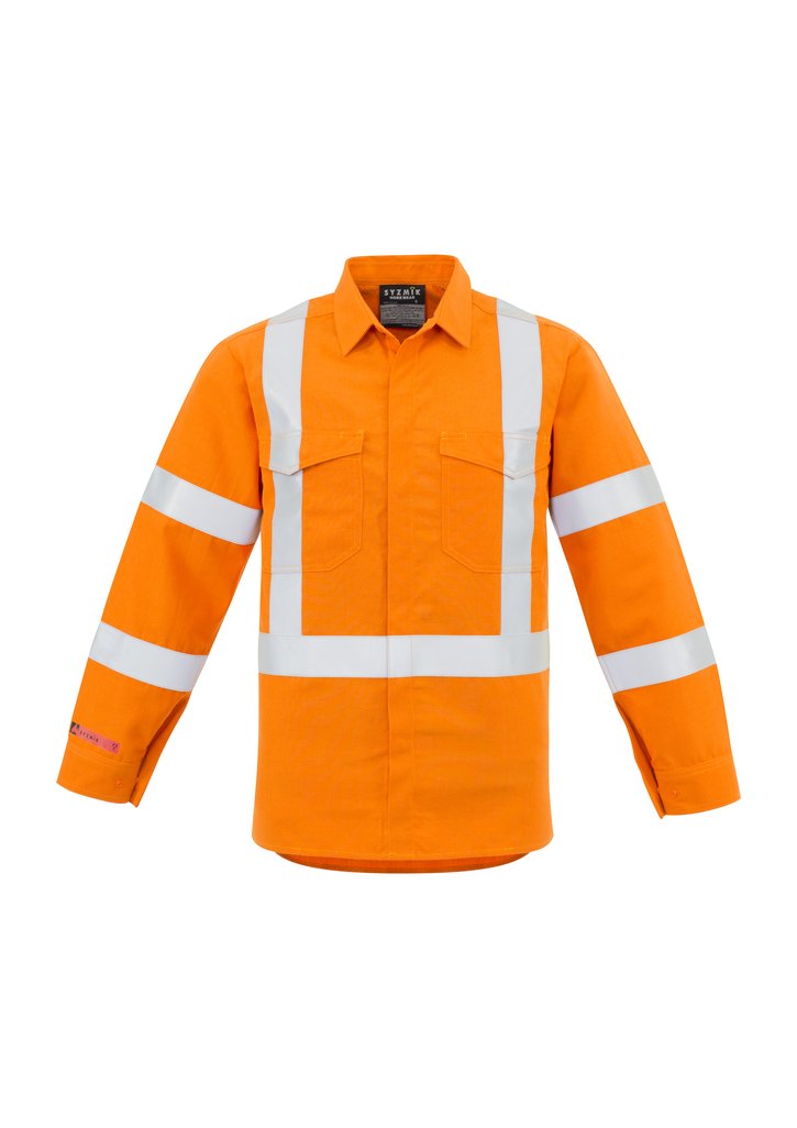 Syzmik Mens Red Flame Hi Vis X Back Shirt ZW137