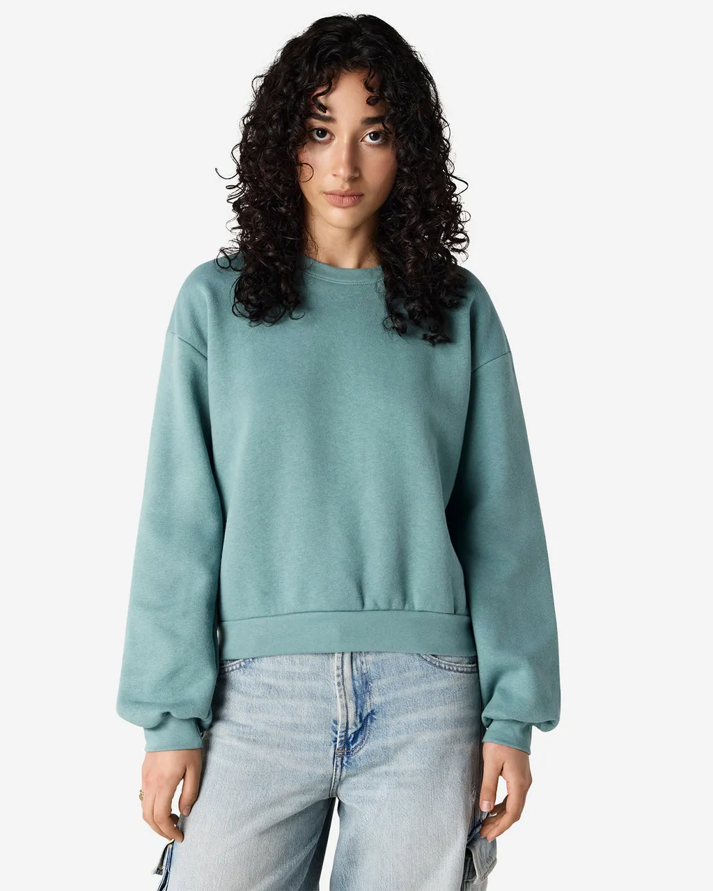 American Apparel® Boxy Cropped Women's Classic Crewneck Sweatshirt RF494 ARCTIC