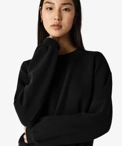American Apparel® Boxy Cropped Women's Classic Crewneck Sweatshirt RF494 BLACK-2
