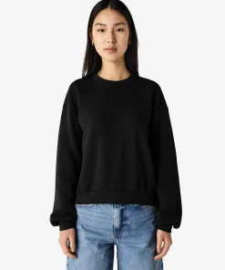 American Apparel® Boxy Cropped Women's Classic Crewneck Sweatshirt RF494 BLACK