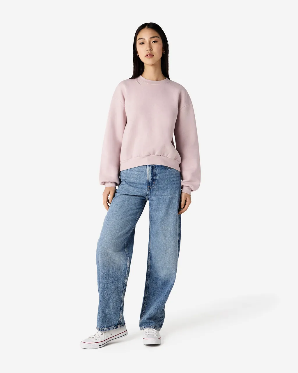 American Apparel® Boxy Cropped Women's Classic Crewneck Sweatshirt RF494 BLUSH-3