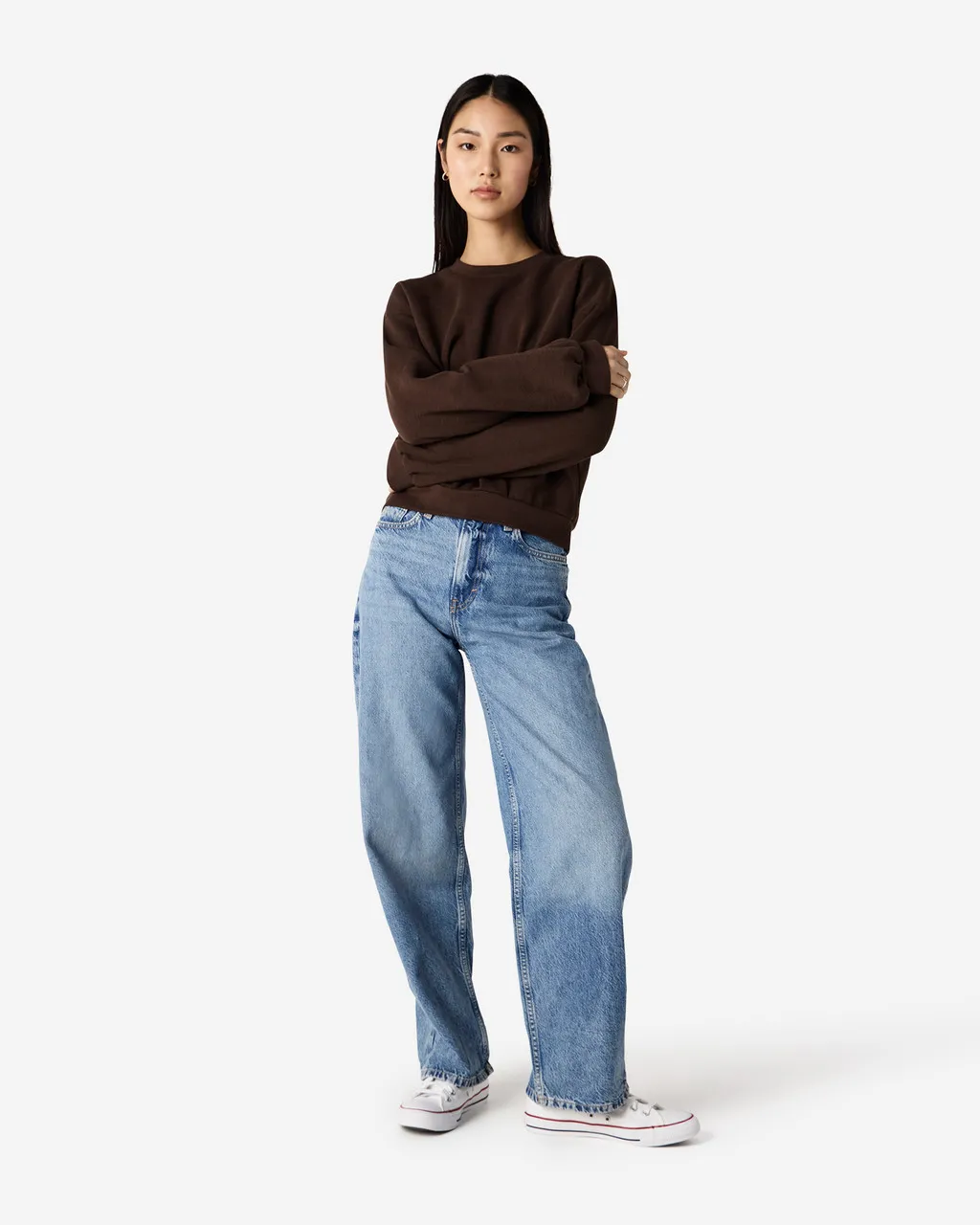 American Apparel® Boxy Cropped Women's Classic Crewneck Sweatshirt RF494 BROWN-4