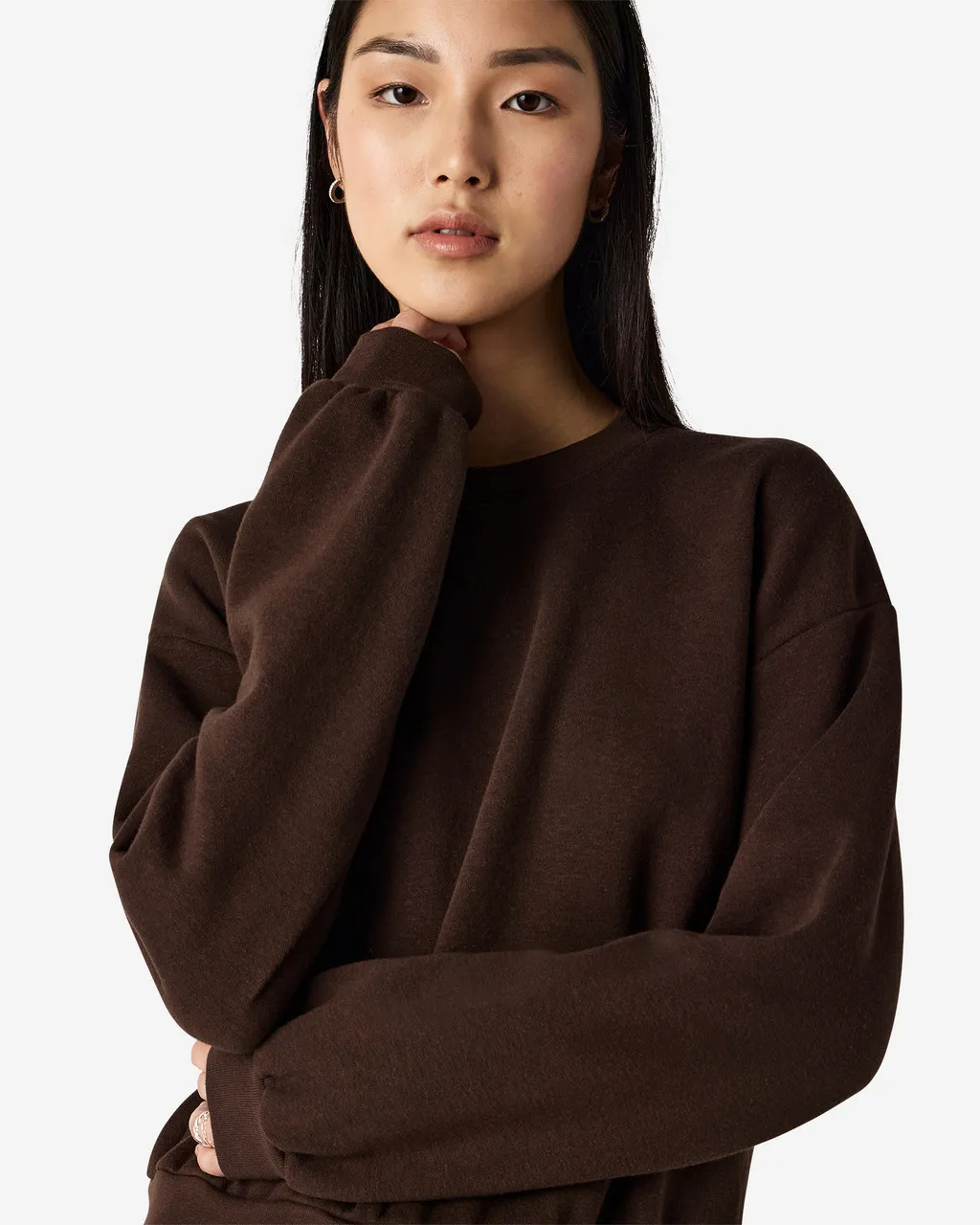 American Apparel® Boxy Cropped Women's Classic Crewneck Sweatshirt RF494 BROWN-5