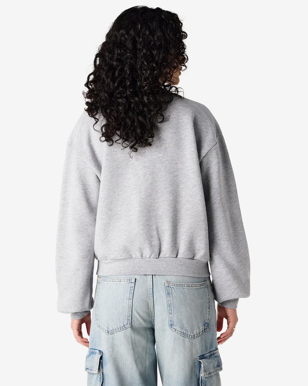 American Apparel® Boxy Cropped Women's Classic Crewneck Sweatshirt RF494 HEATHER GREY-5