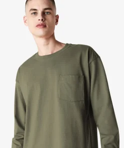 American Apparel® Super Heavyweight Oversized Long Sleeve T-Shirt With Pocket 9410 Lieutenant-5