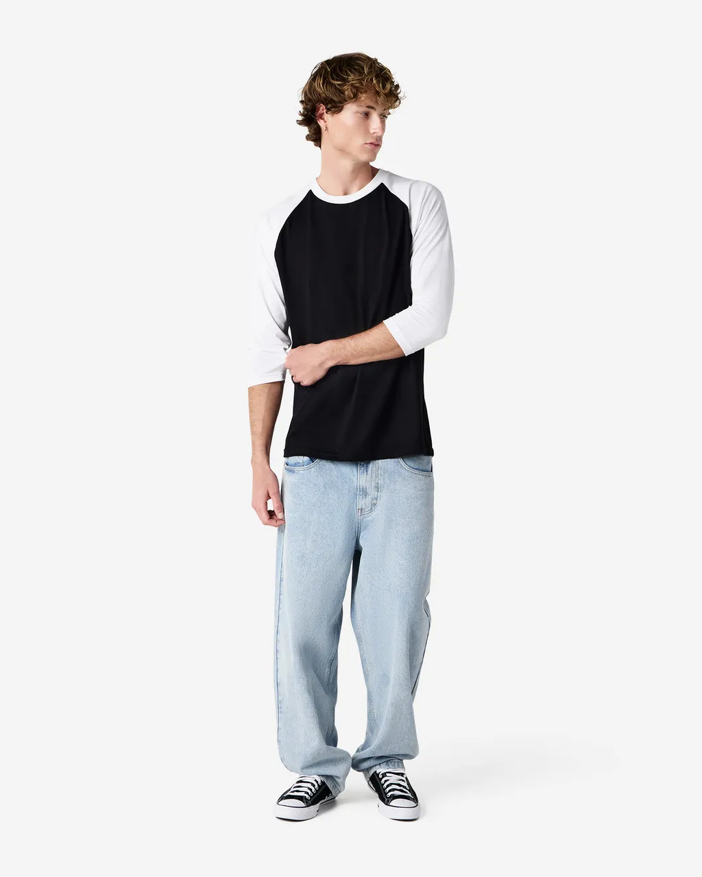 American Apparel® Unisex Classic Raglan T-Shirt 2003CVC Black-4