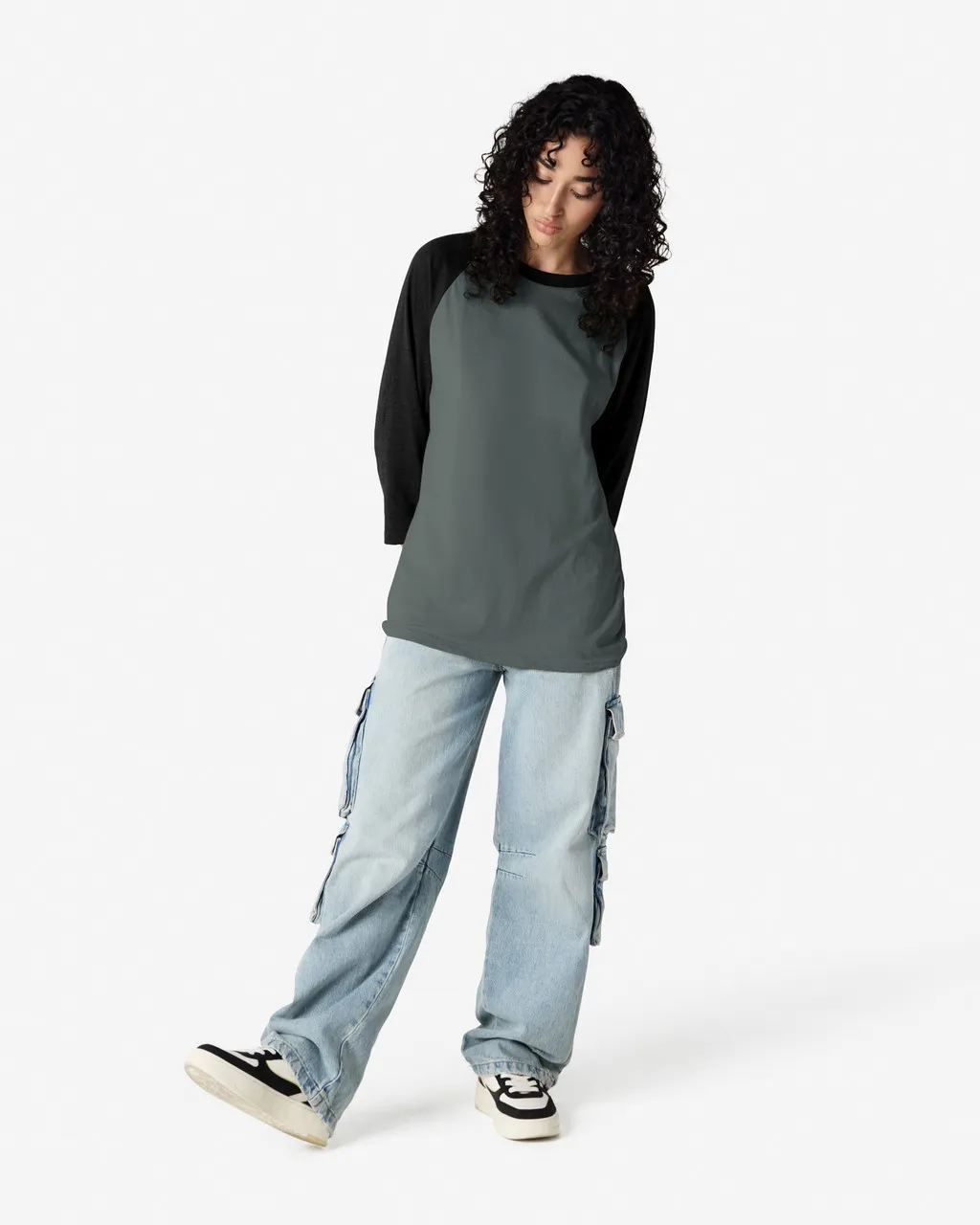 American Apparel® Unisex Classic Raglan T-Shirt 2003CVC Heather Charcoal-4