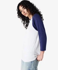American Apparel® Unisex Classic Raglan T-Shirt 2003CVC Heather Indigo-2