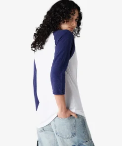 American Apparel® Unisex Classic Raglan T-Shirt 2003CVC Heather Indigo-3
