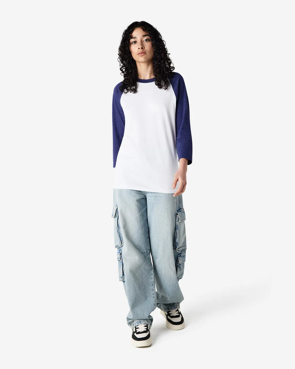 American Apparel® Unisex Classic Raglan T-Shirt 2003CVC Heather Indigo-4
