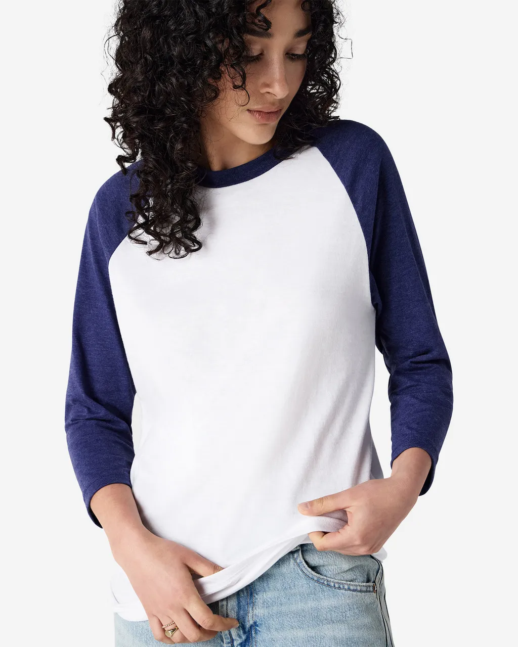 American Apparel® Unisex Classic Raglan T-Shirt 2003CVC Heather Indigo-5