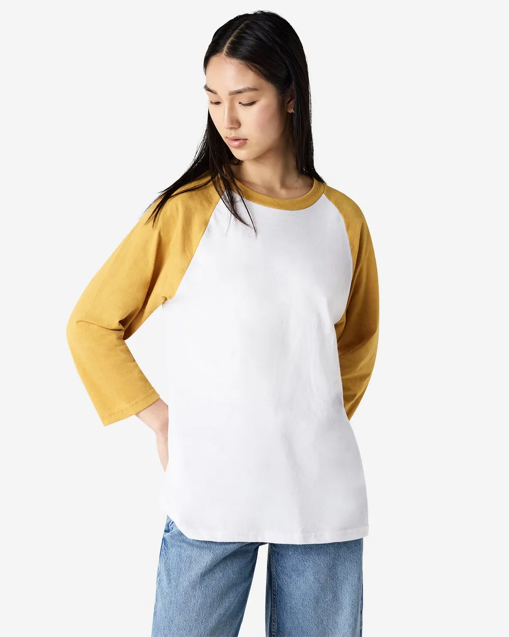 American Apparel® Unisex Classic Raglan T-Shirt 2003CVC Heather Mustard-2