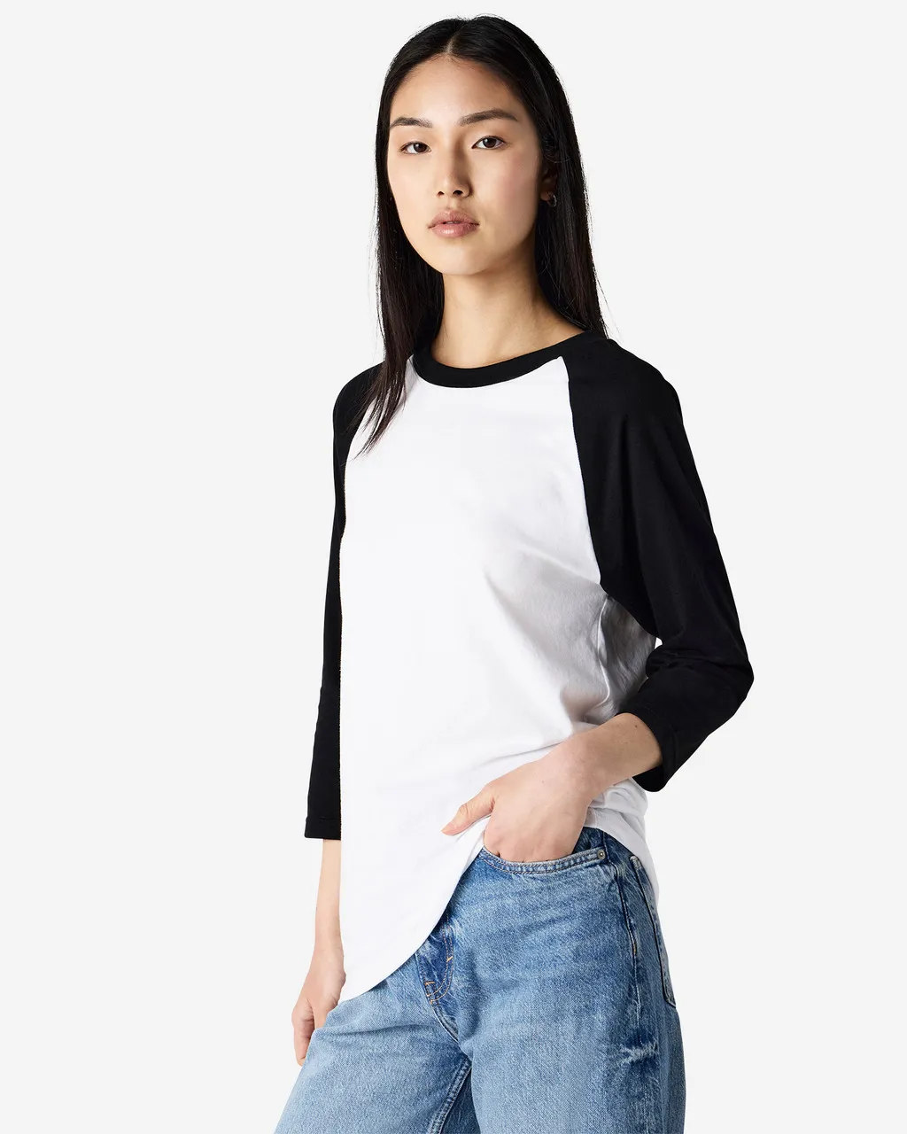American Apparel® Unisex Classic Raglan T-Shirt 2003CVC White-2