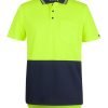 JB's Hi Vis S S Drop Tail Polo 6HDS Lime Navy