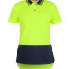JB's Ladies Hi Vis S S Drop Tail Polo 6HDS1 Lime Navy