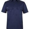 JB's S S Stretch Close Front Work Shirt 6WKCS Navy