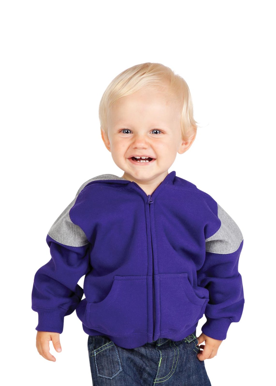 Kids Shoulder Contrast Panel Hoodies with Zipper F335ZZ